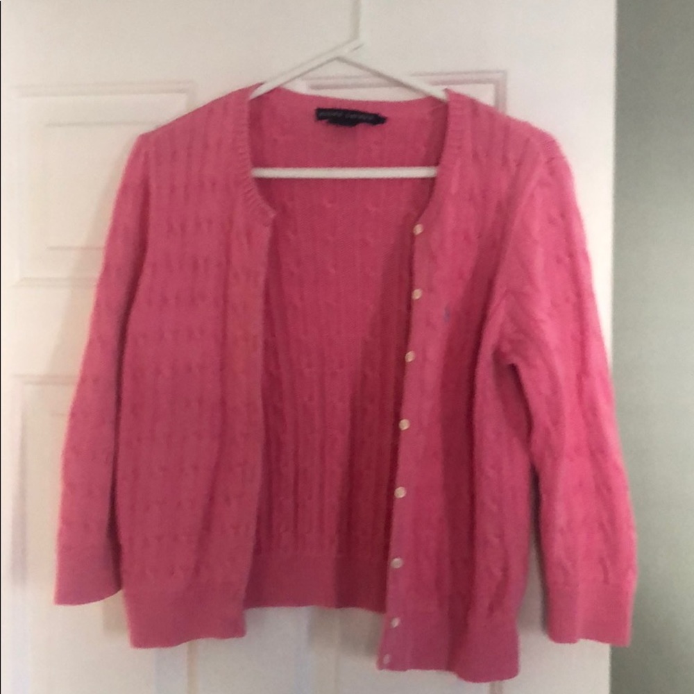 Ralph Lerann pink cardigan size large